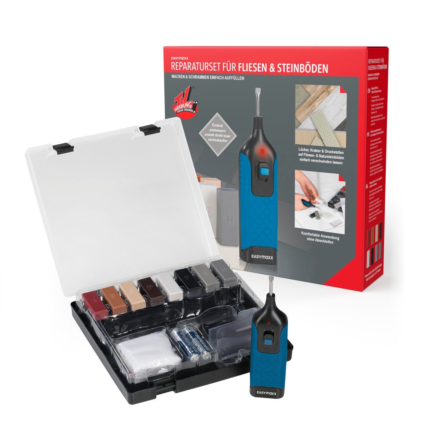 EASYmaxx Bodenfliese Reparatur-Set Fliesen & Steinböden - 16-tlg., Blau