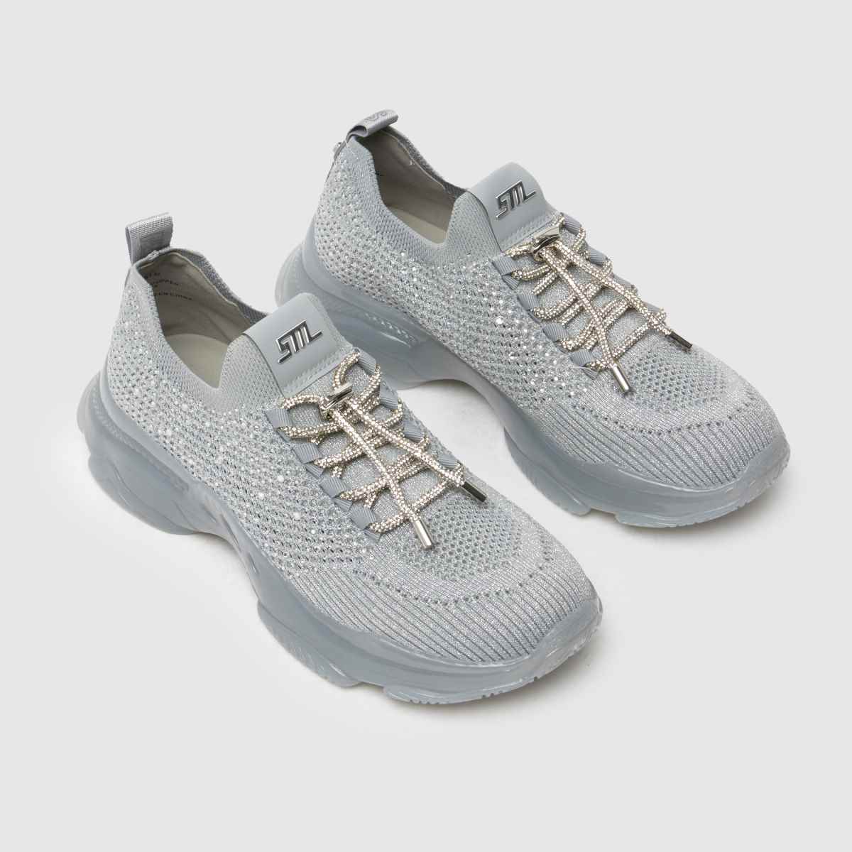 Steve Madden – Silverfärgade träningsskor med meter bling-motiv