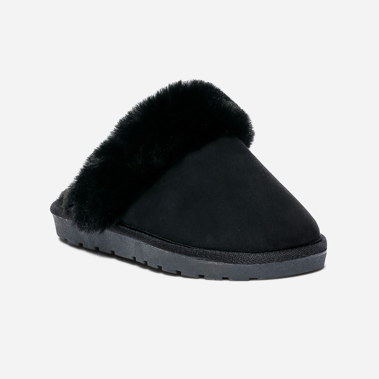 Chausson-mule noir fourré