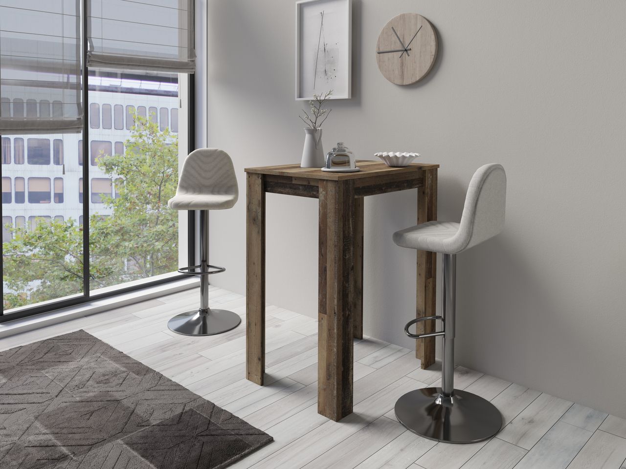 byLiving NELE Bartisch, Breite 80 cm, Old-Wood-Optik