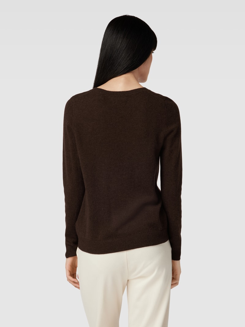 Strickpullover aus Kaschmir mit V-Ausschnitt in schokobraun meliert