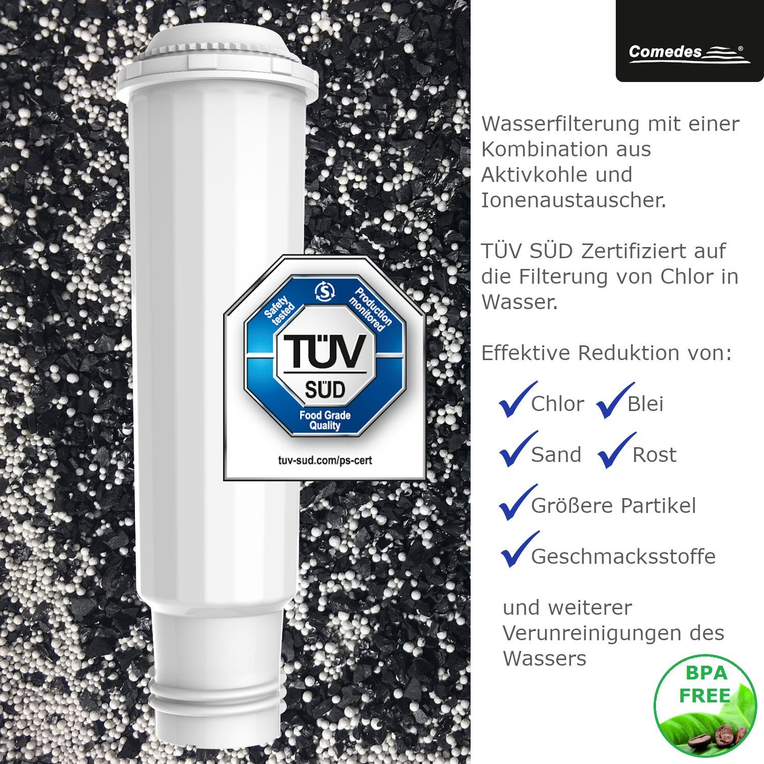 Comedes Wasserfilter 12er Set kompatibel mit Krups, Melitta und Nivona Kaffeeautomaten, Zubehör für einsetzbar statt Krups Claris F-088, Nivona NIRF 700, Jura 7525, Melitta Pro Aqua, einsetzbar statt Krups Claris, Jura 7525, Melitta