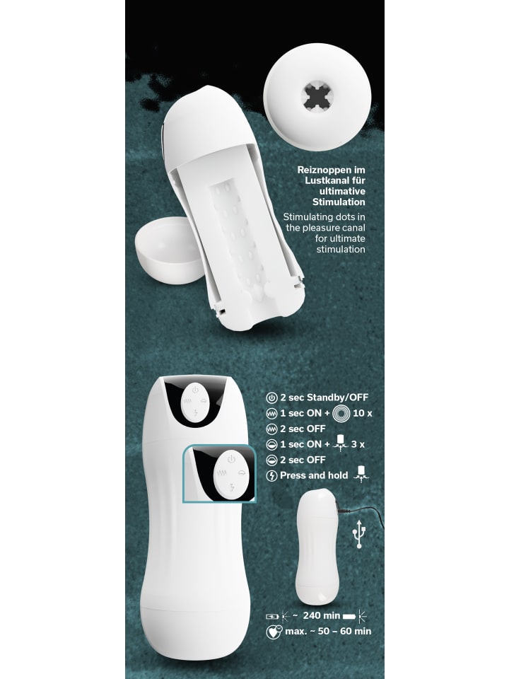 Stroker Masturbator Masturbator with 2 functions in weiß günstig kaufen 21 cm