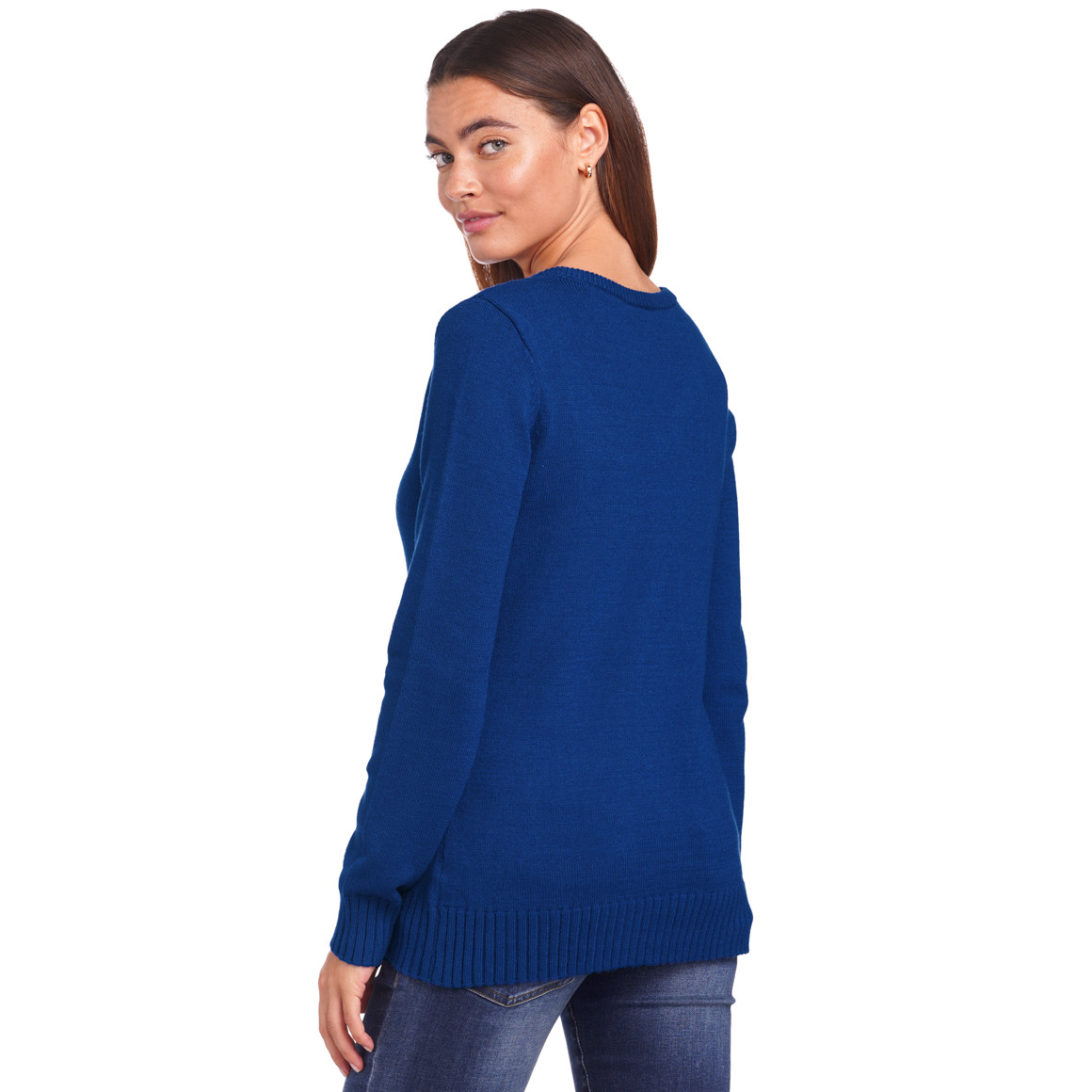 Damen Feinstrickpullover mit V-Ausschnitt