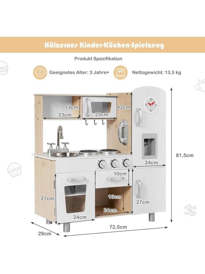 COSTWAY Spielküche ab 3 Jahren in Weiß günstig kaufen 75 x 30 cm