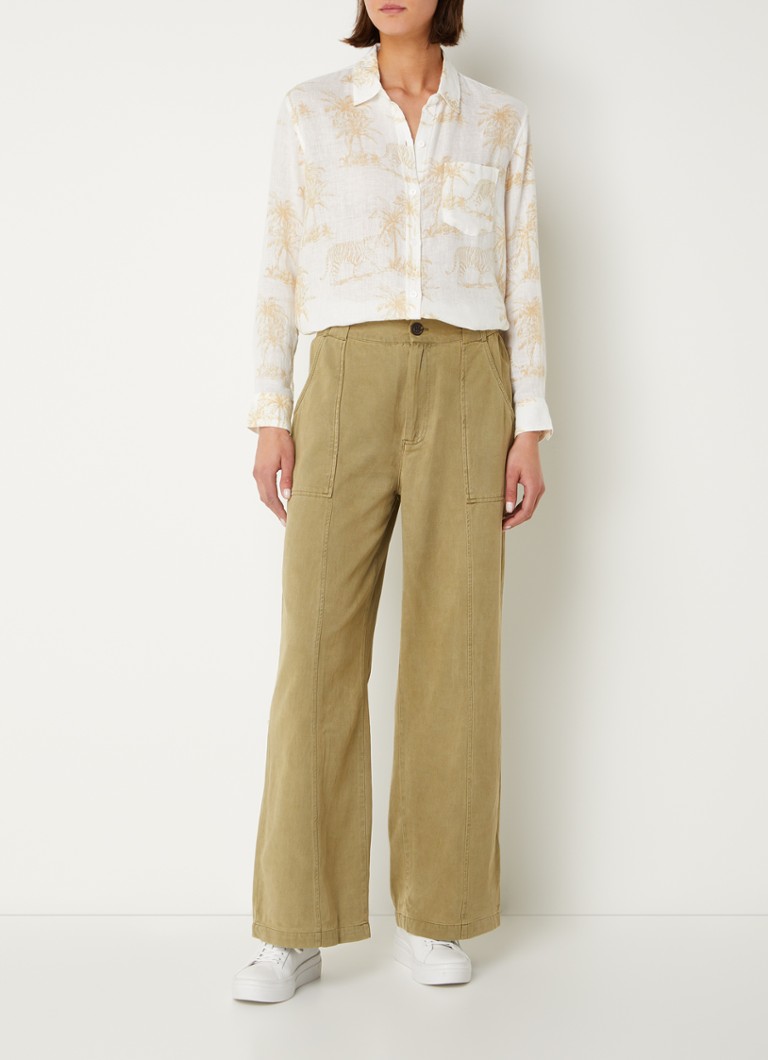 Blusa Charli da Rails em mistura de linho com estampa tropical.