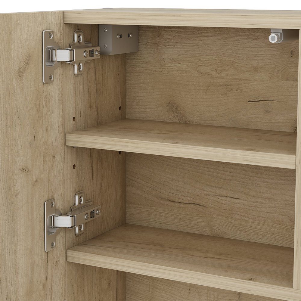 Vicco Badezimmerspiegelschrank Badmöbel EDGE Eiche/Weiß