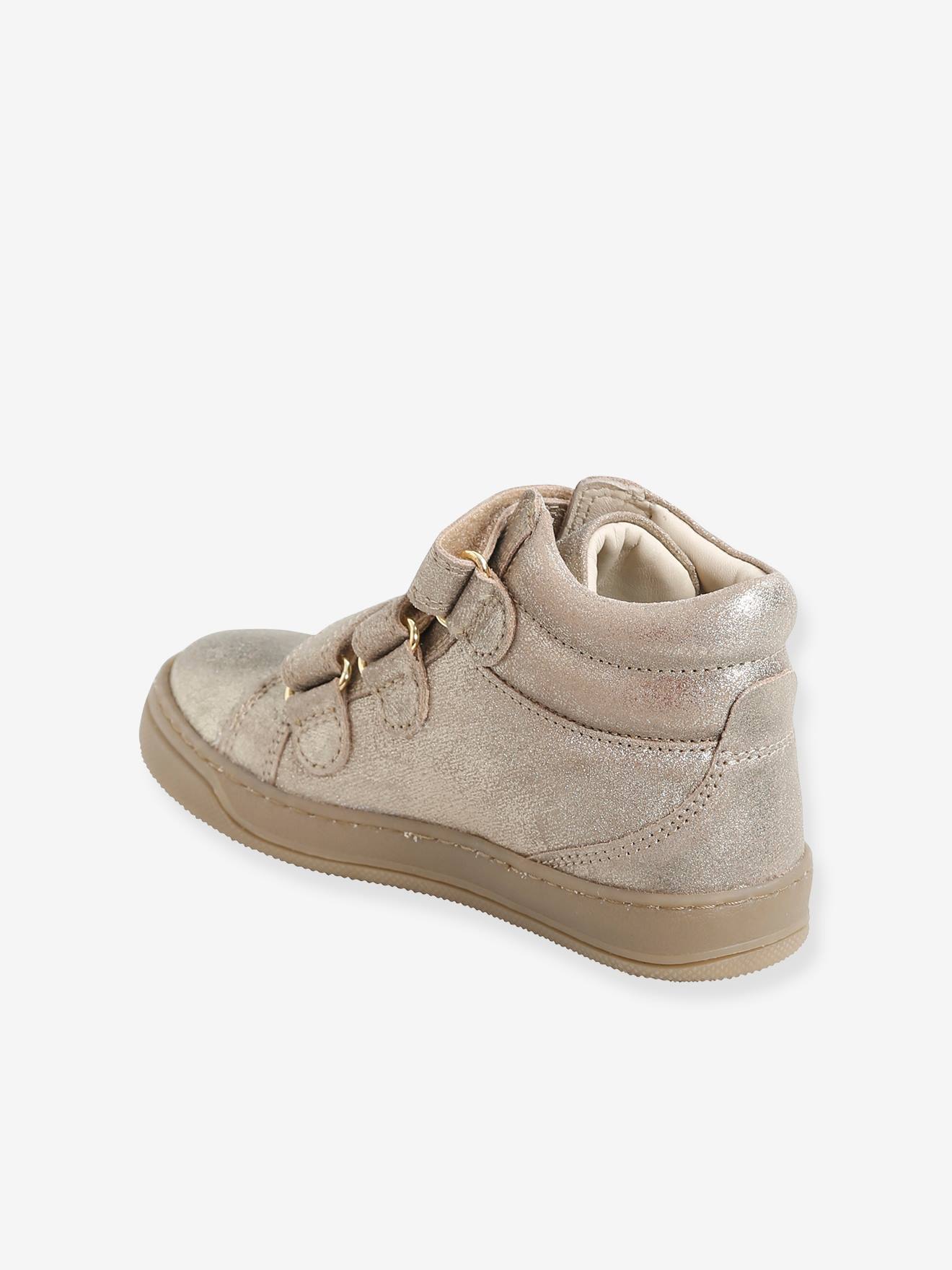 Baskets montantes cuir irisé fille collection maternelle or