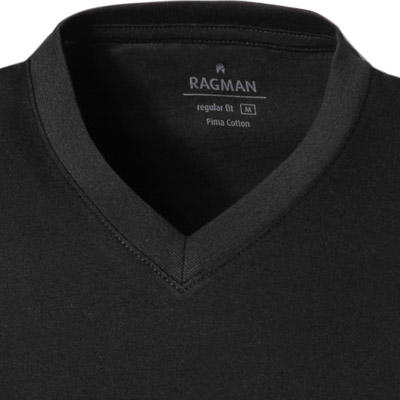 RAGMAN, T-Shirt, Regular Fit, Baumwolle, schwarz
