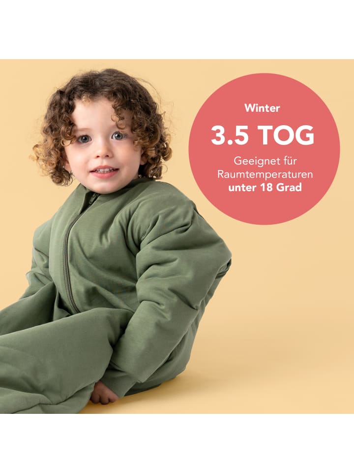 Schlummersack Schlafsack mit Füßen, 3.5 TOG in Grün günstig kaufen 86/92