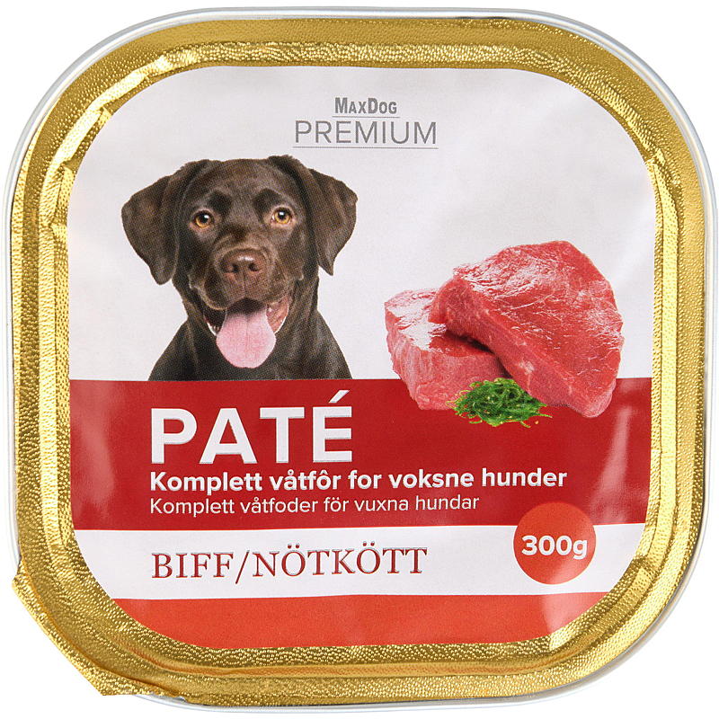 MaxDog Hundemat 300 g biff pate MaxDog