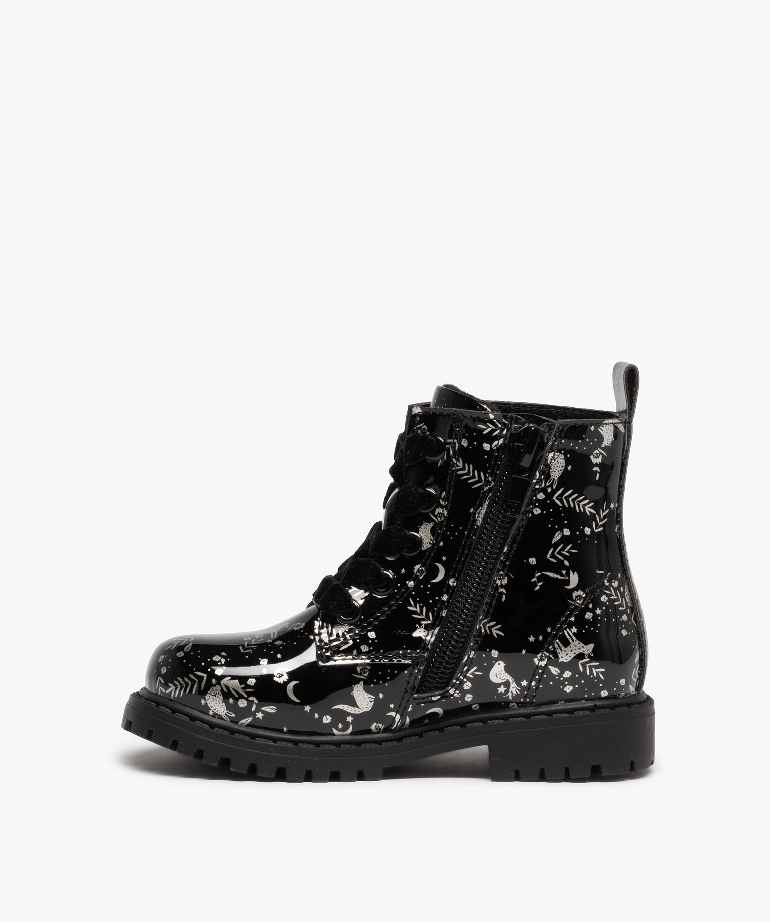 Boots bébé fille vernies et pailletées fermeture zip noir | GEMO