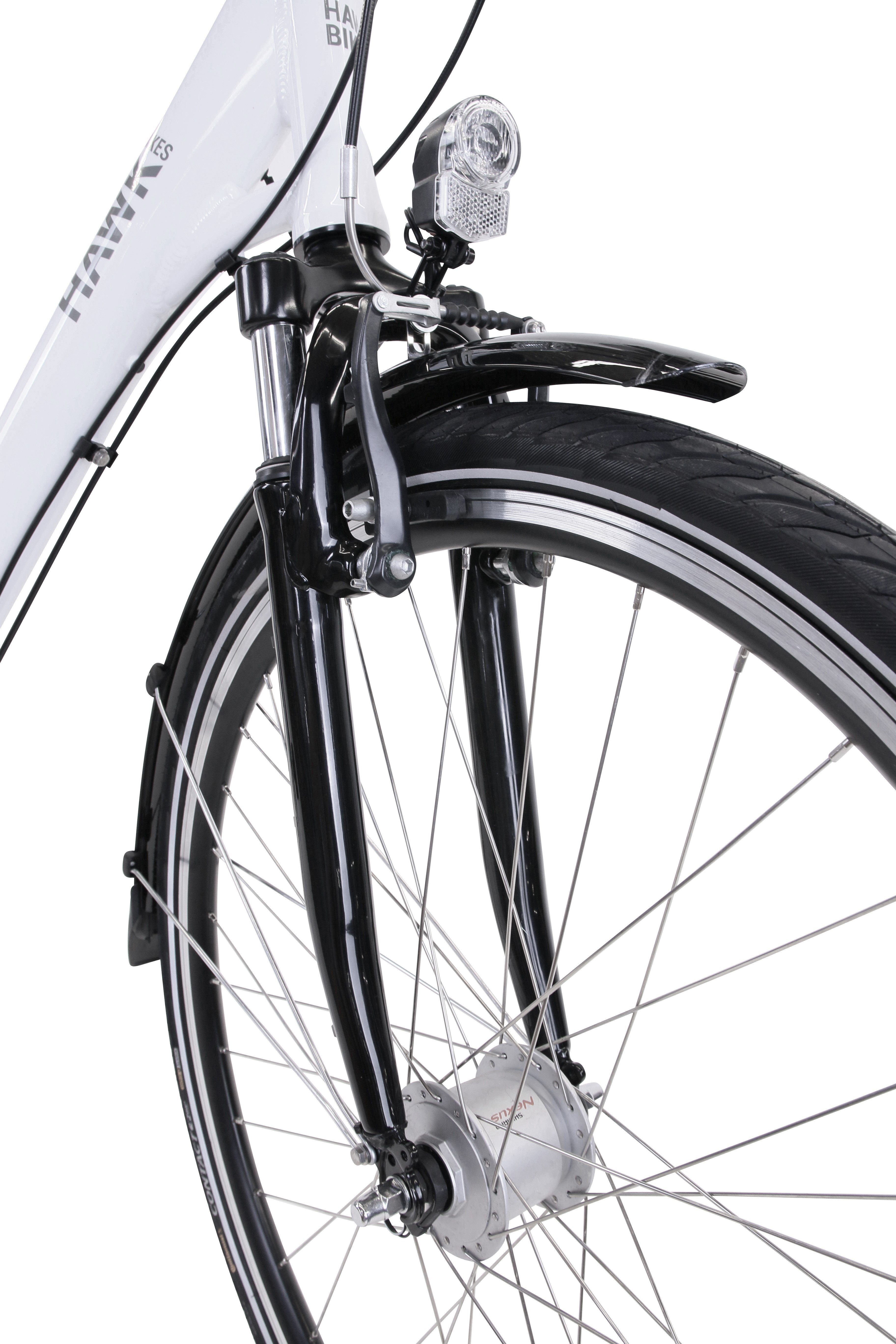 HAWK Bikes Cityrad HAWK City Wave Deluxe White, 7 Gang Shimano Nexus Schaltwerk