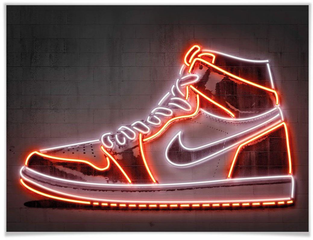 Wall-Art Poster Mielu Nike Schuh Neon Sneaker, Schuh (1 St), Poster, Wandbild, Bild, Wandposter