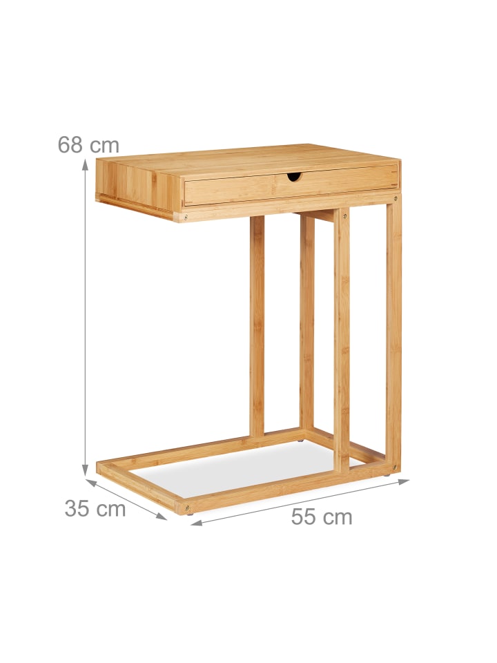 relaxdays Beistelltisch in Natur - (B)55 x (H)68 x (T)35 cm günstig kaufen onesize