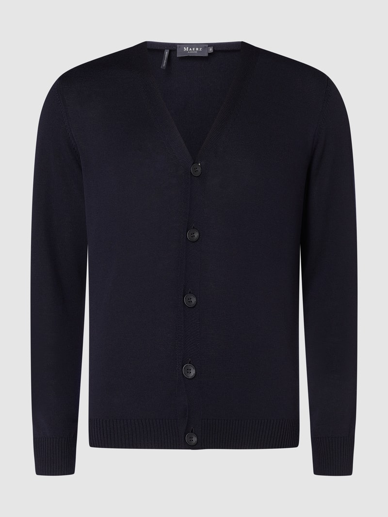 Cardigan aus Schurwolle in marineblau