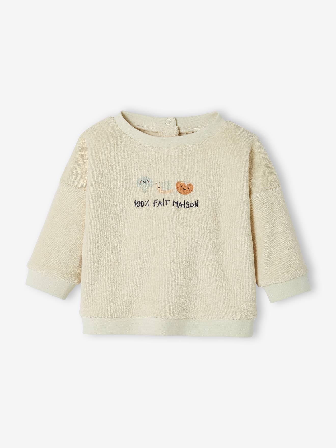Ensemble en éponge bébé sweat et pantalon écru