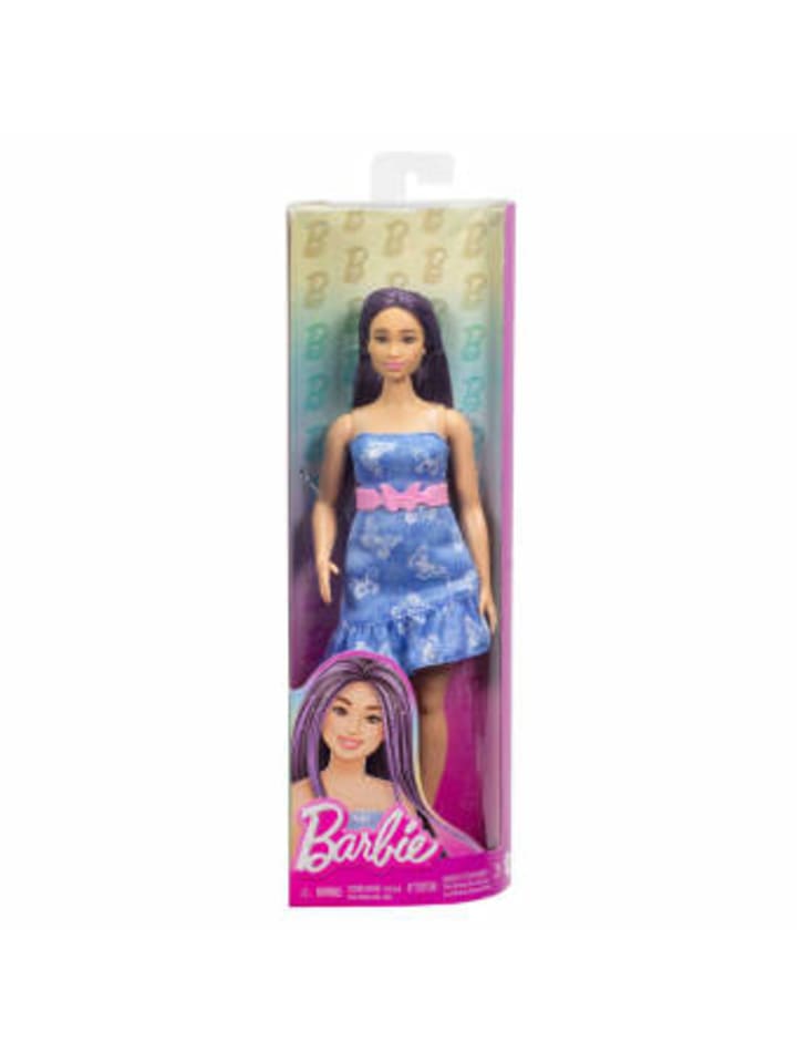 Mattel Spielzeug - Barbie Fashionista Puppe im Denimkleid mit Schmetterlingsaufdruck günstig kaufen onesize