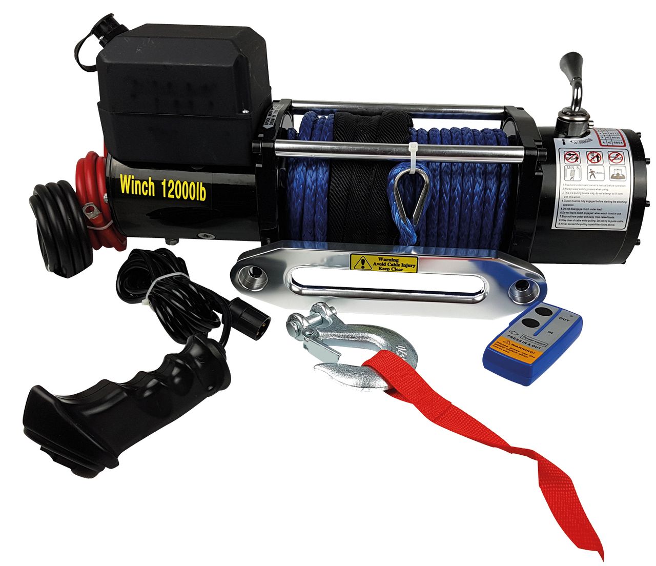 Berger & Schröter Profi-Seilwinde 12 V, 10800 kg mit Synthetikseil