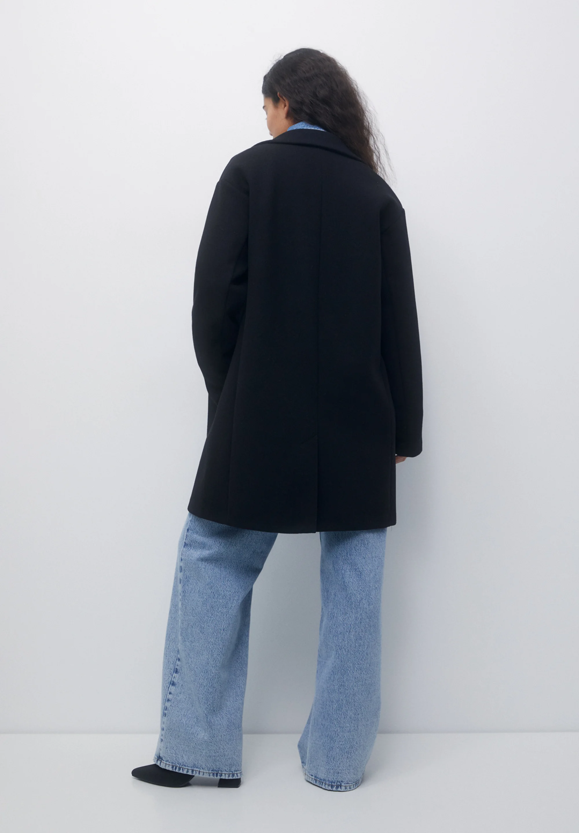 PULL&BEAR TEXTURA DE FIELTRO CON BOTÓN - Abrigo corto