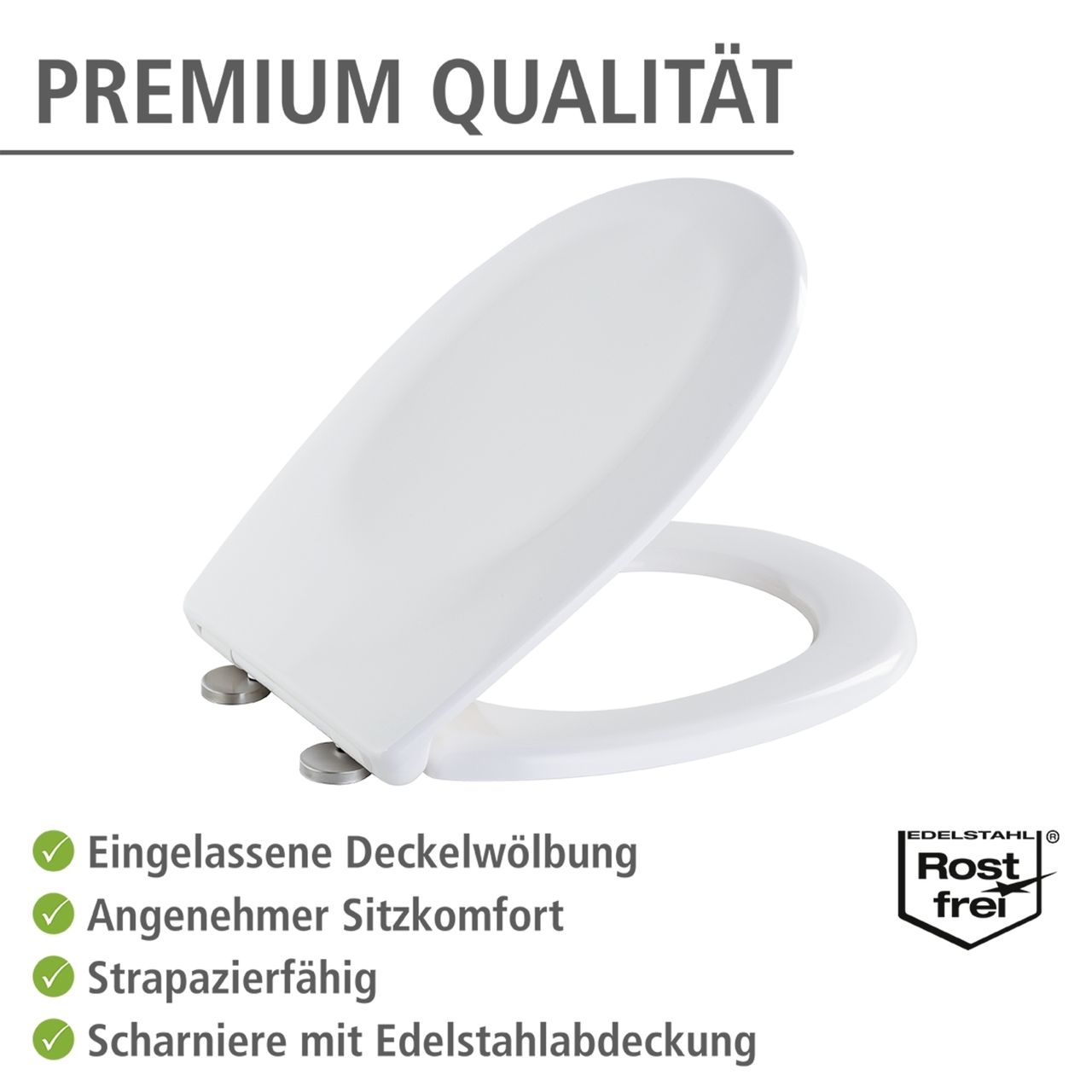 Wenko Toilettensitz Mod. Varoni, WC-Sitz mit Absenkautomatik, Schnellbefestigung, aus antibakteriellem, stabilem Duroplast