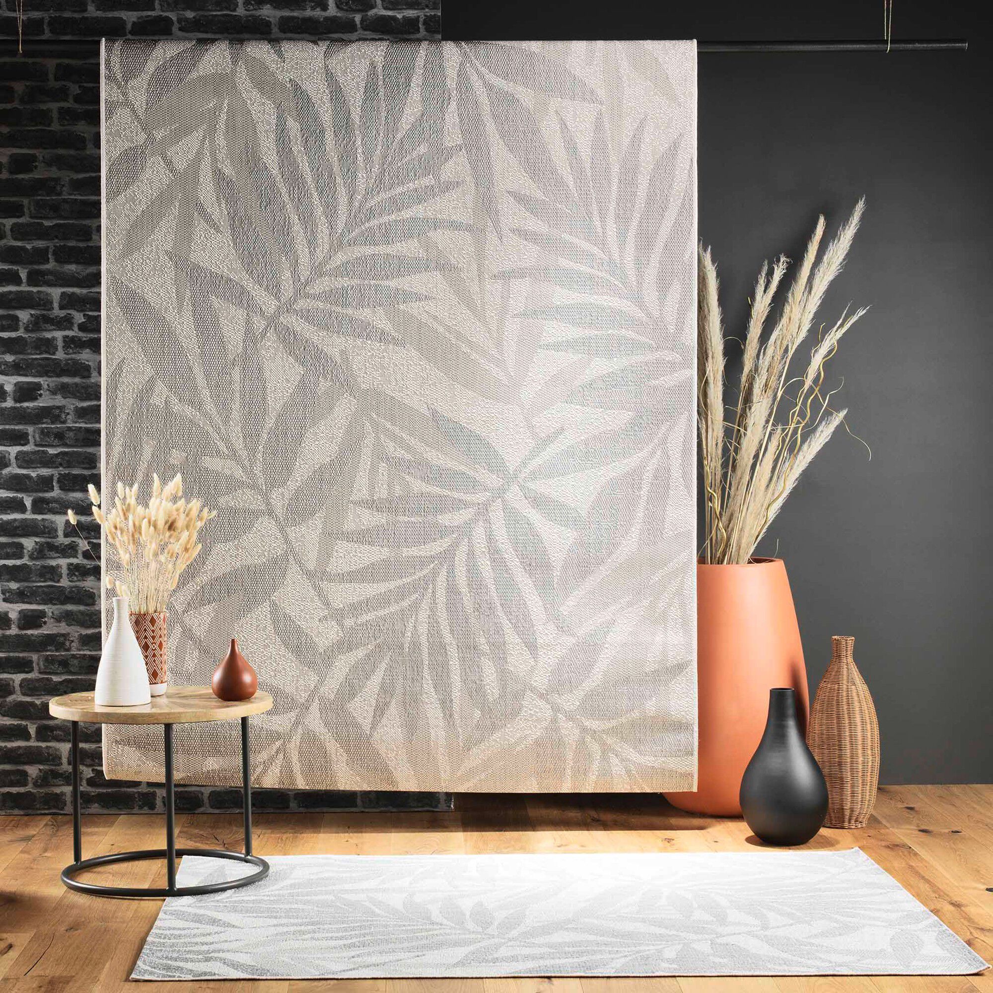 Tapis décoratif rectangulaire, imprimé feuilles de palmier