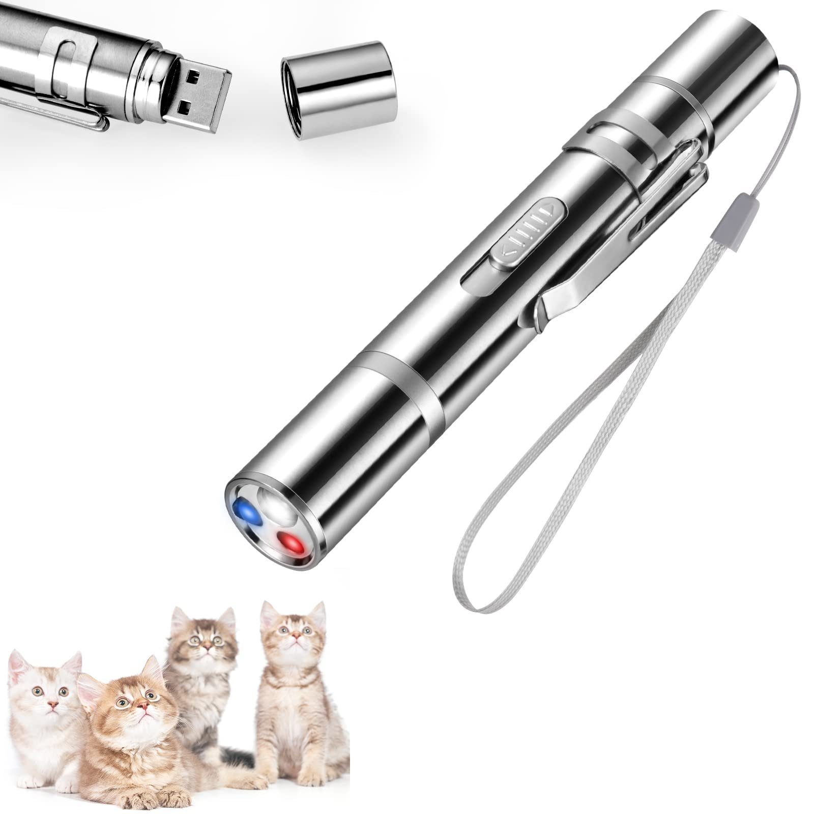 CALIYO Laserpointer LED Pointer Katzen Hund Spielzeug Haustier LED Light Licht Pointer, mit USB Wiederaufladbar