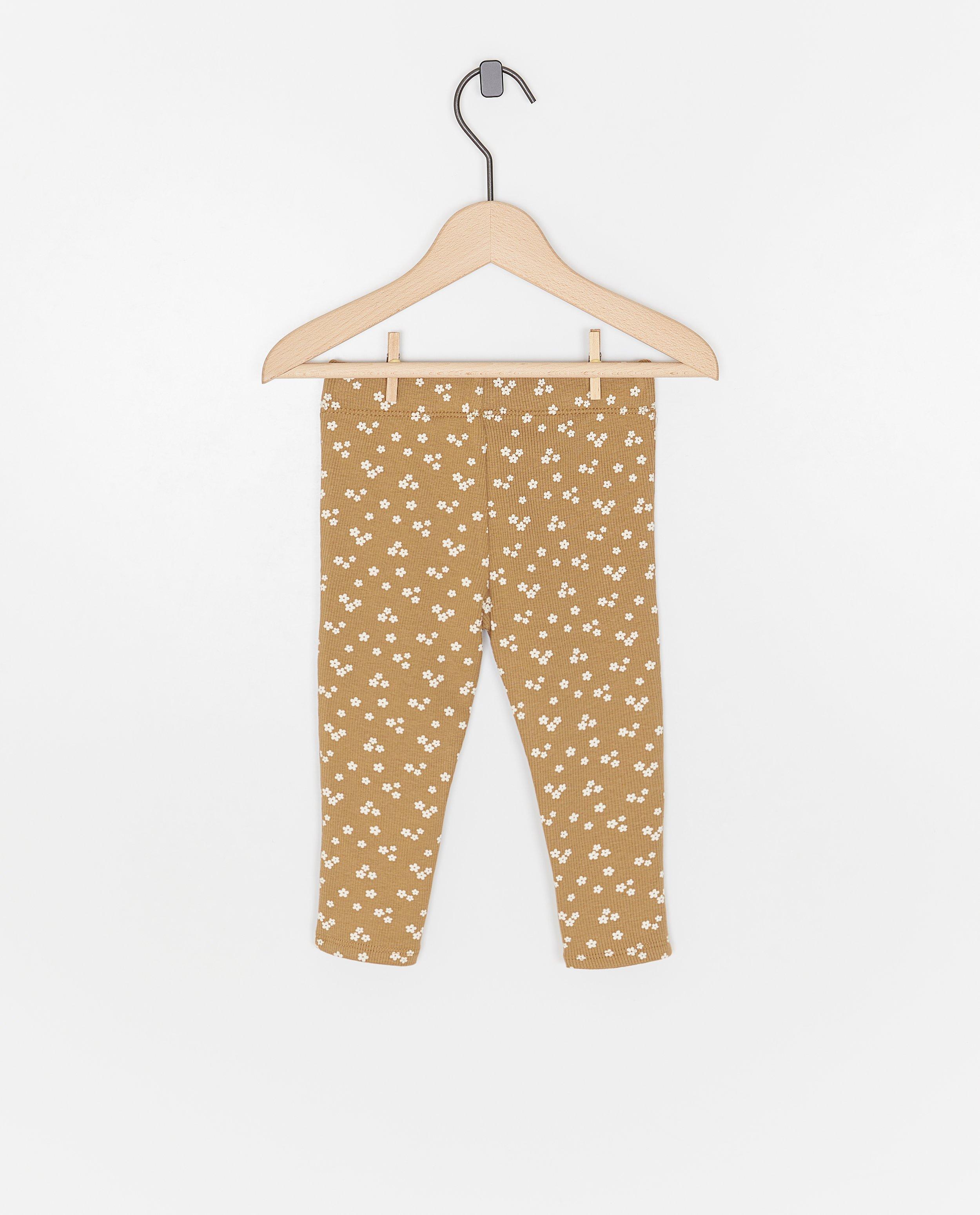 Cuddles and Smiles leggings finom bordázott mintával, barna