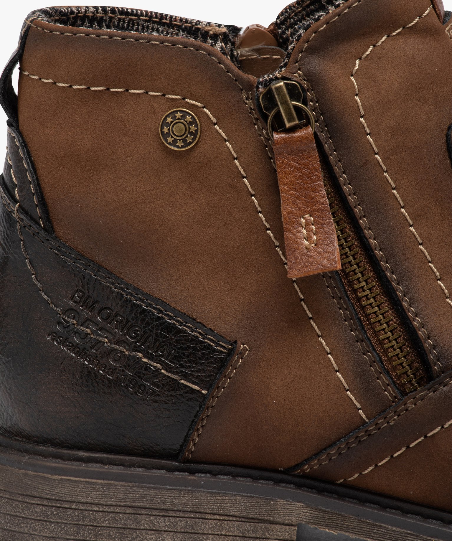 Boots homme fourrées à double zip marron | GEMO