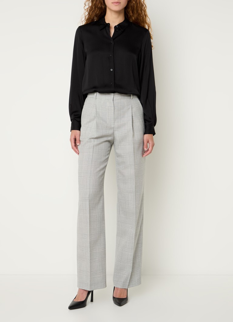 Pantaloni clasici Tanity cu talie înaltă de la Hugo Boss, confecționați din lână virgină pură și decorați cu un model în carouri.