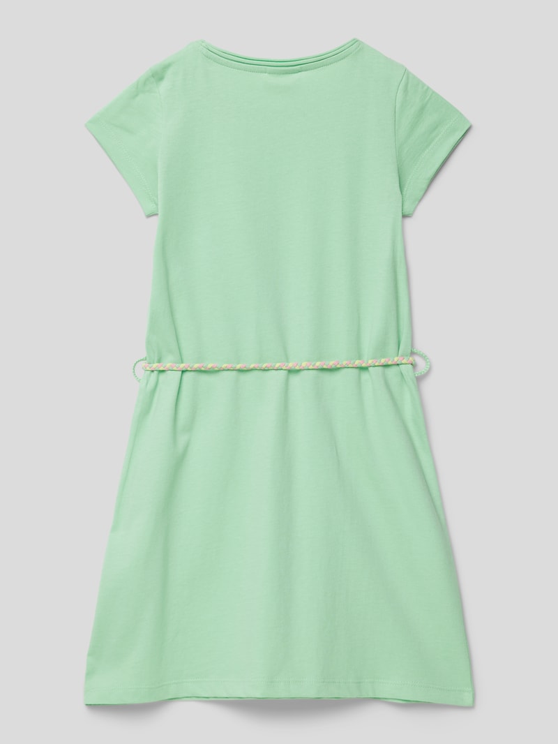 T-Shirt-Kleid aus Baumwolle mit Motiv-Print in mint
