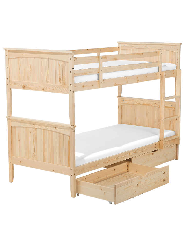 Beliani Hochbett ALBON in Heller Holzfarbton - (W) 97 x (H) 150 x (L) 208 cm günstig kaufen onesize