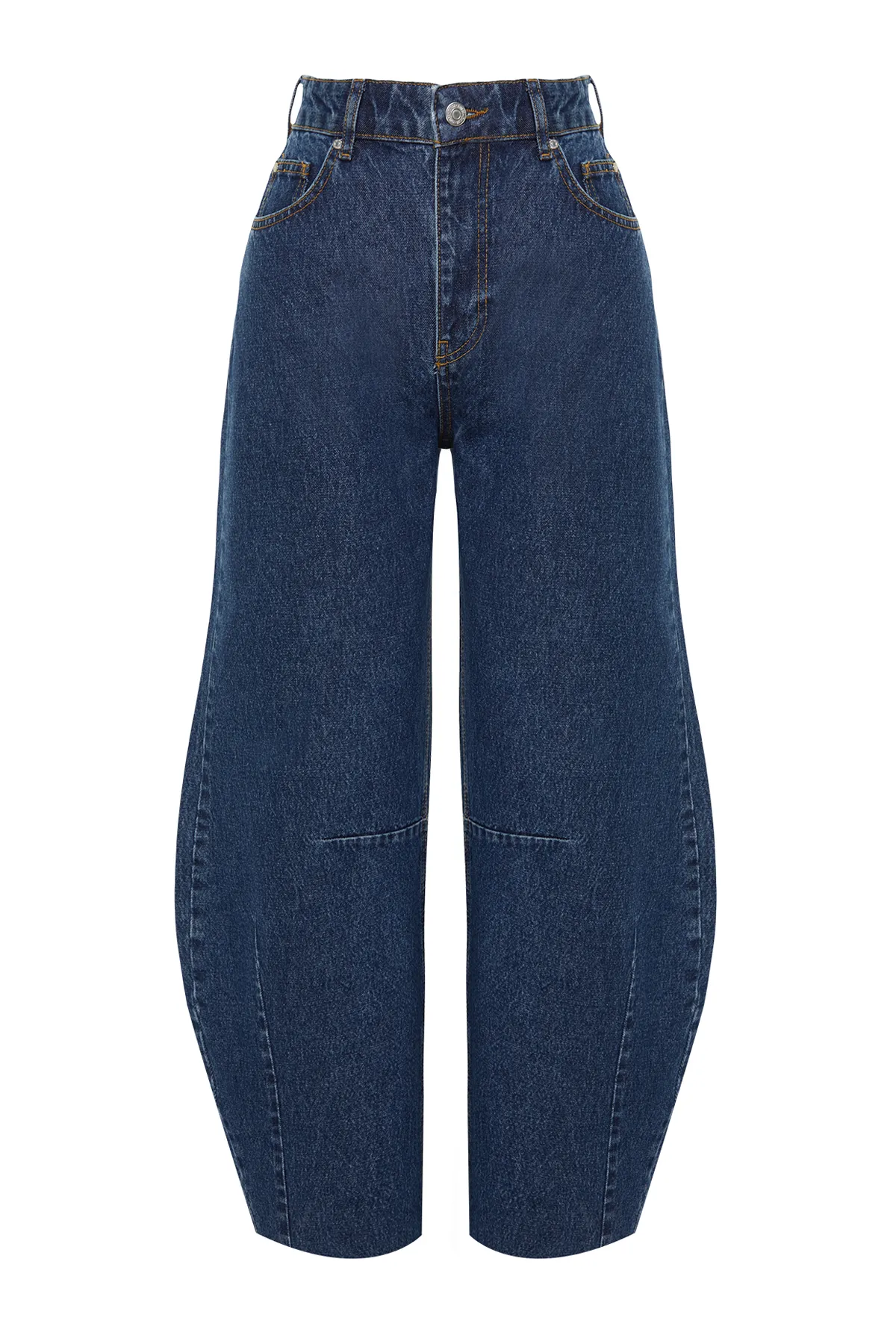 Trendyol Collection  High Waist Balloon Jeans - Dunkelblau, Nahtdetail, Nachhaltiger TWOSS24JE00141
