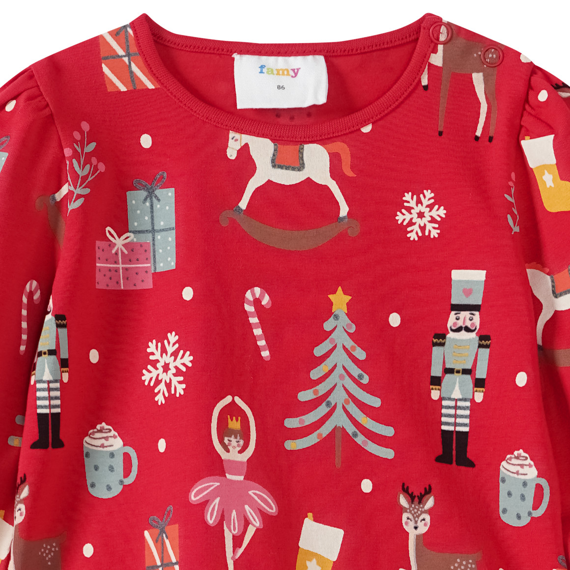 Baby Weihnachtsshirt mit bunten Motiven rot
