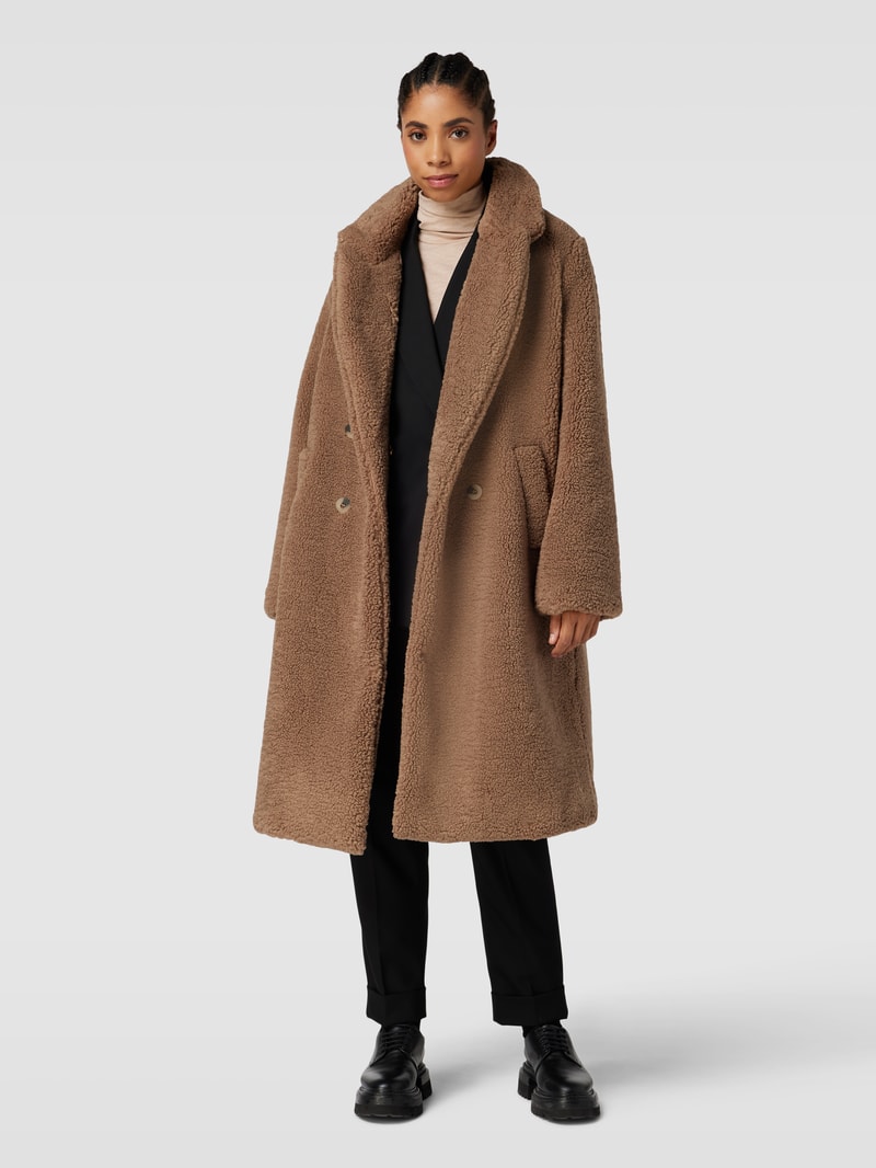 Mantel aus Teddyfell Modell 'LYDIA' in mittelbraun
