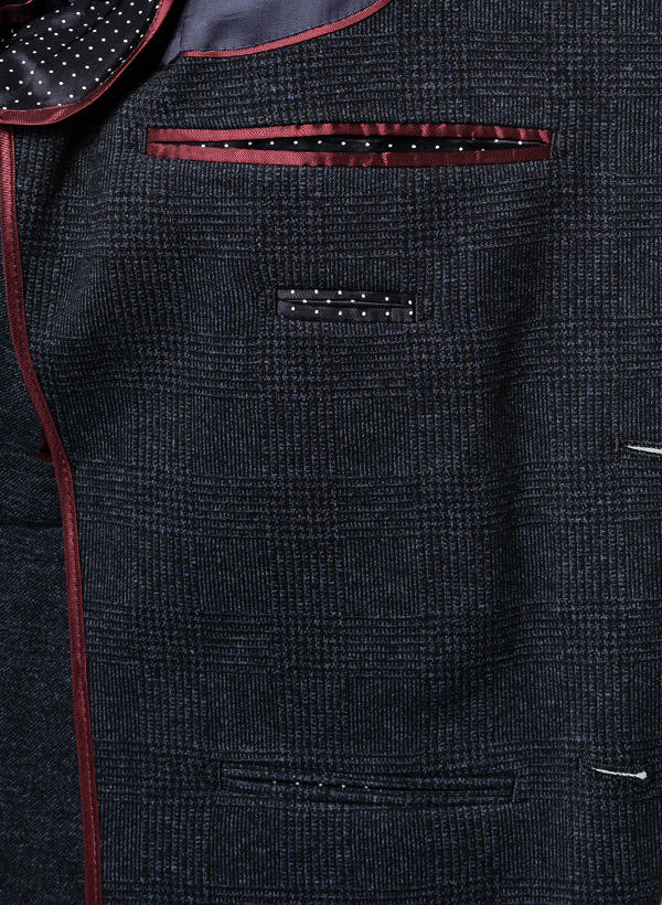 HACKETT, Sakko, Jersey halbgefüttert, blau kariert