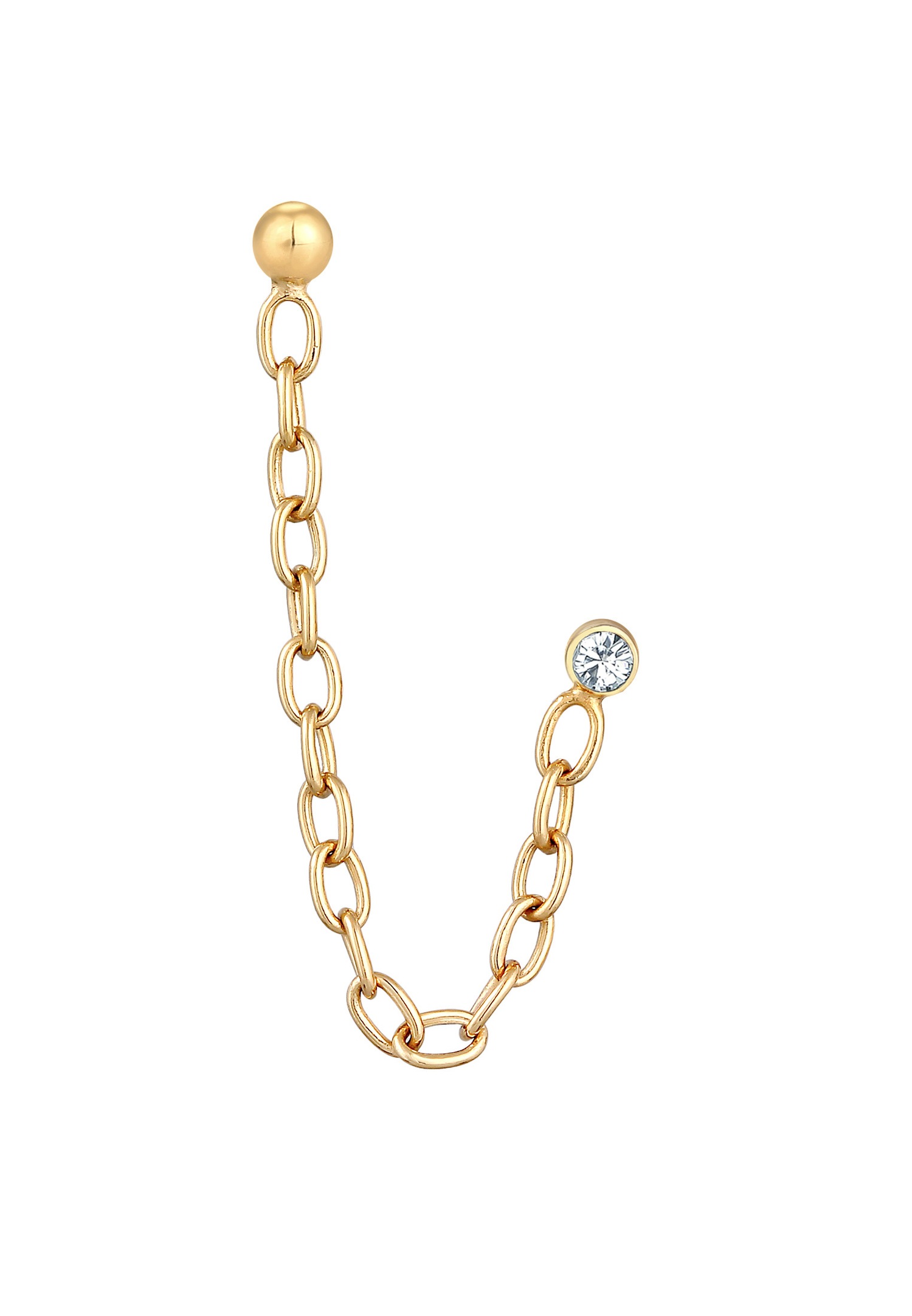 Pendientes de botón con cadena Elli para mujer con cristal en plata de ley 925