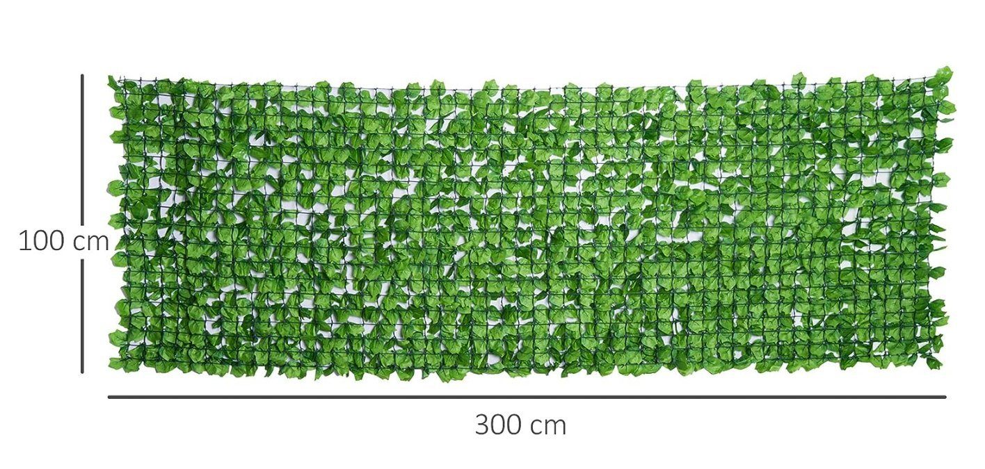 BlingBin Balkonsichtschutz Künstliche Hecke, Balkon, Blätter Sichtschutz 100x300cm (Efeu Blätter)