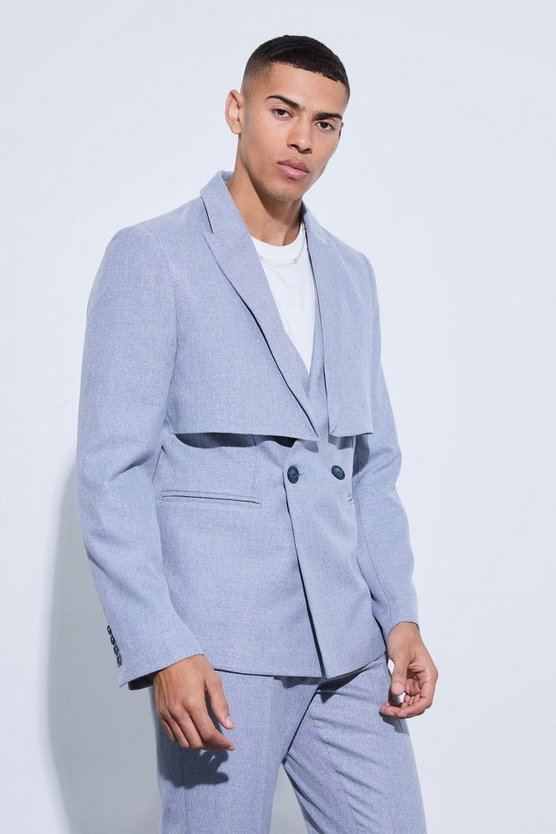 Karierter Slim-Fit Blazer mit Overlay-Detail