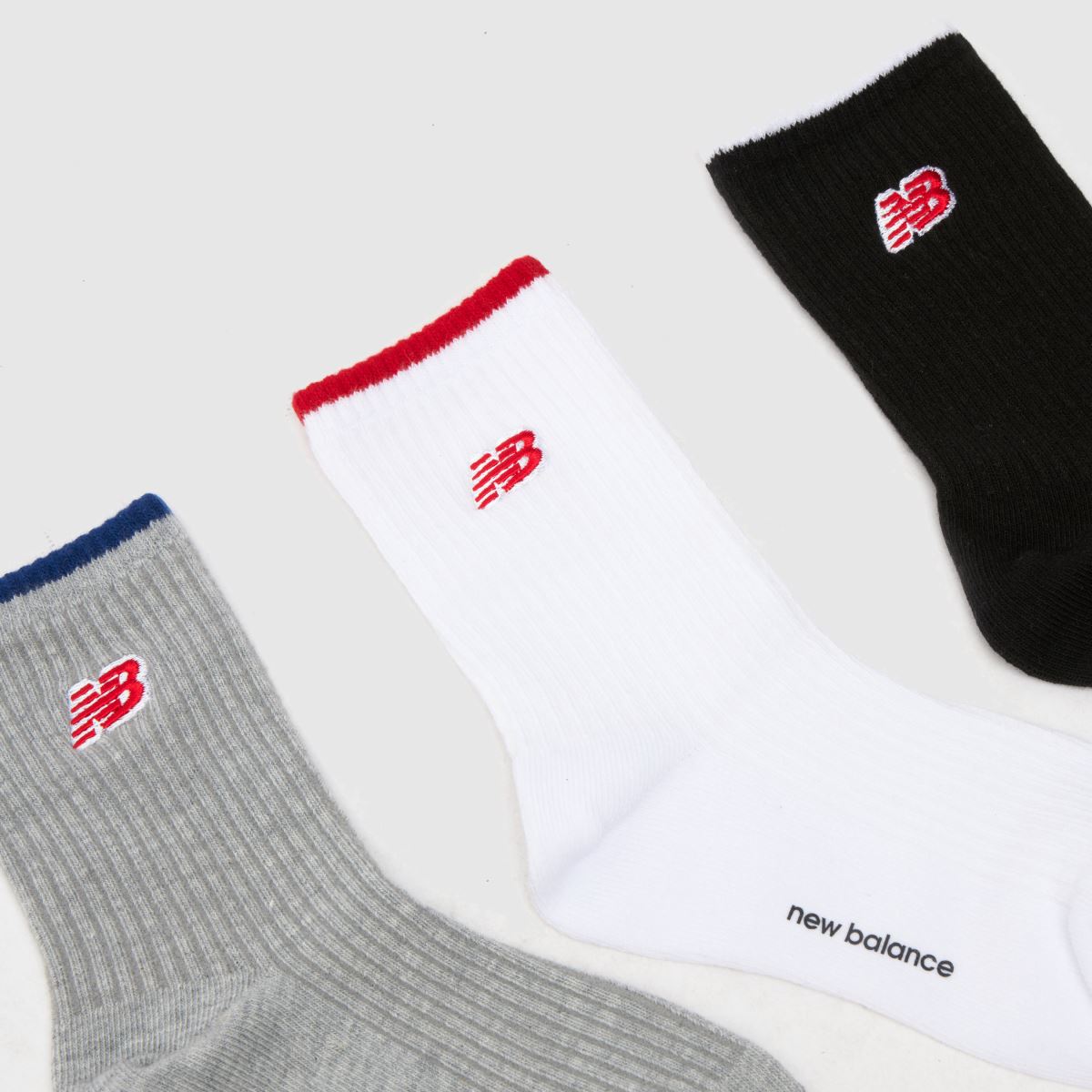 New Balance flerfärgade barnstrumpor med logotyp, 3-pack