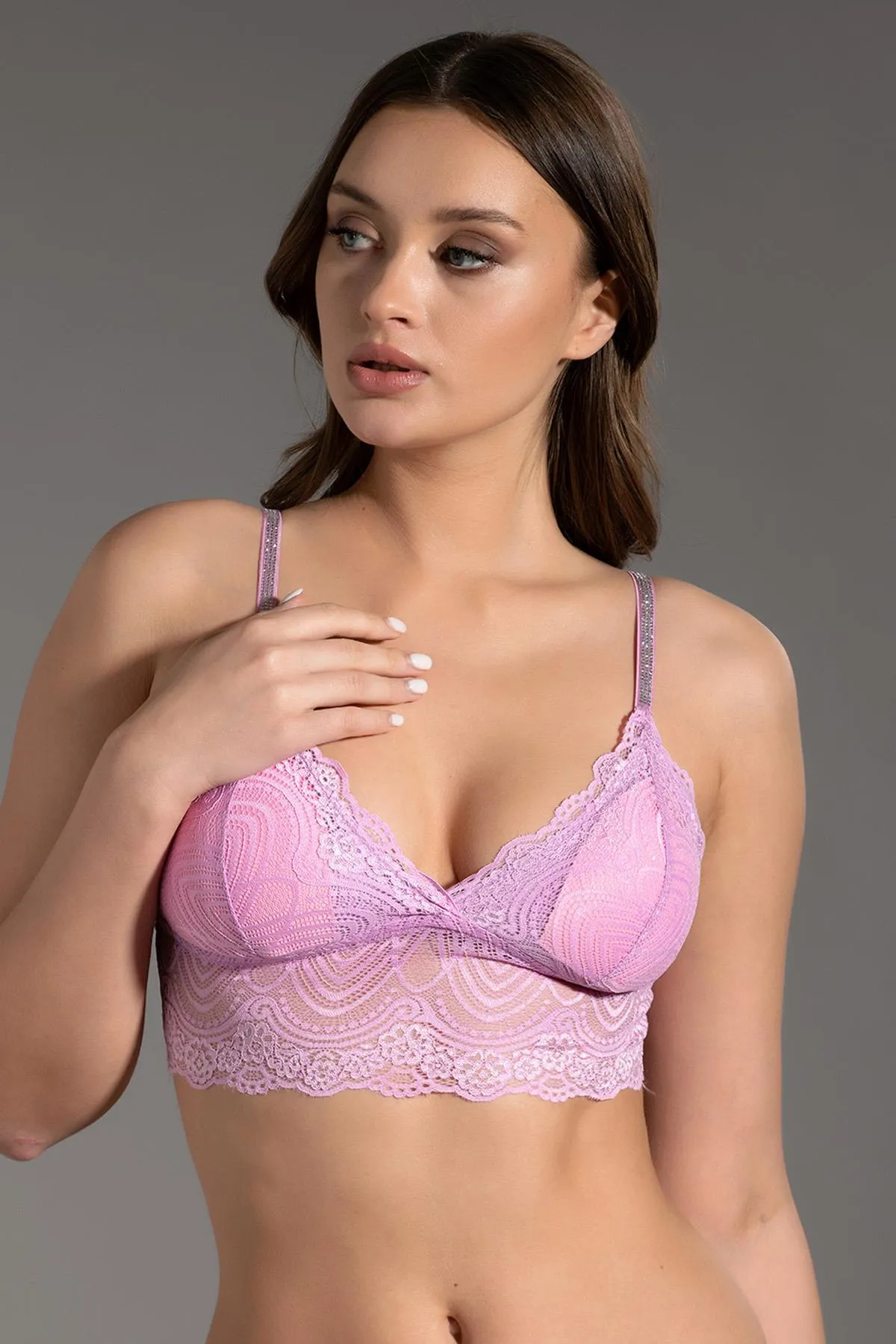 C&City  Bralette-BH aus gesteinigter Spitze C19009 Flieder