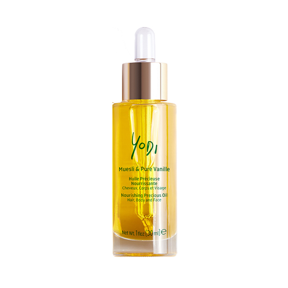 Yodi Muesli & Pure Vanille  Huile Précieuse Nourrissante  Cheveux & Peau Huile Nourrissante