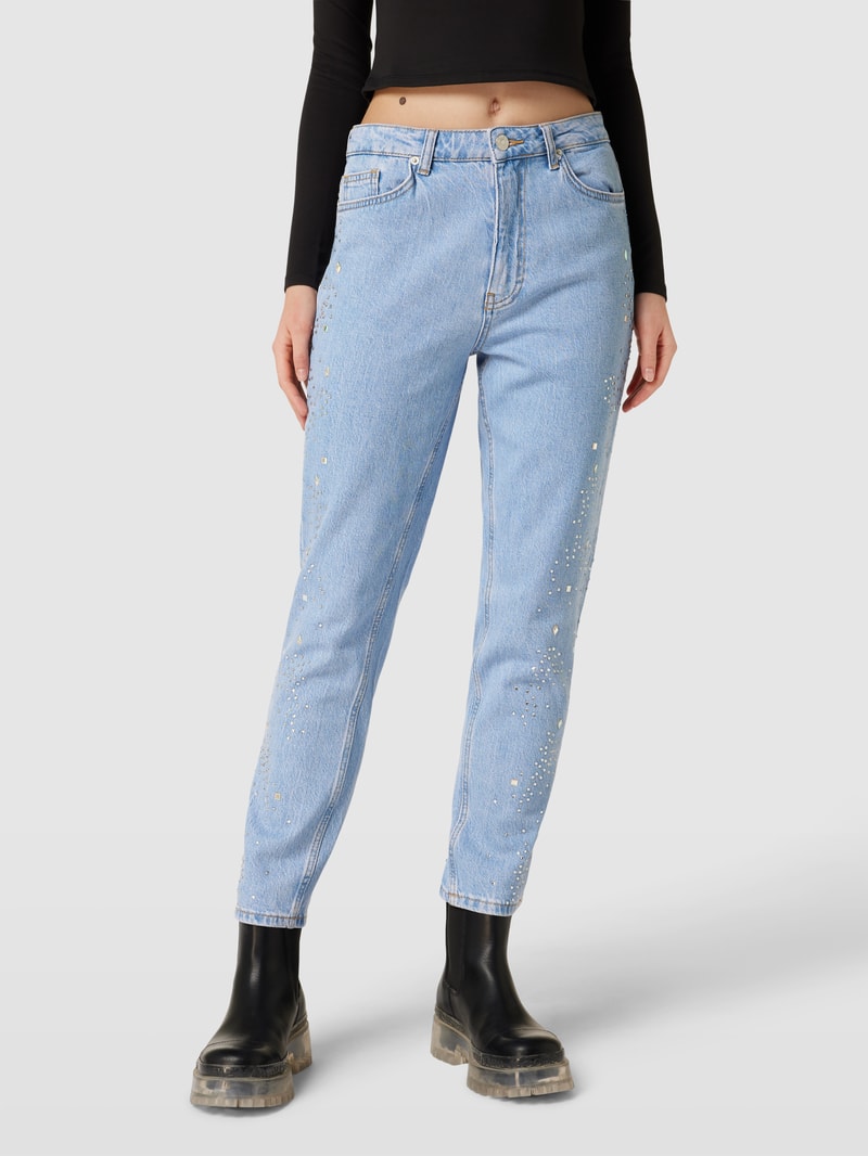 Jeans mit Zier-Applikationen in hellblau