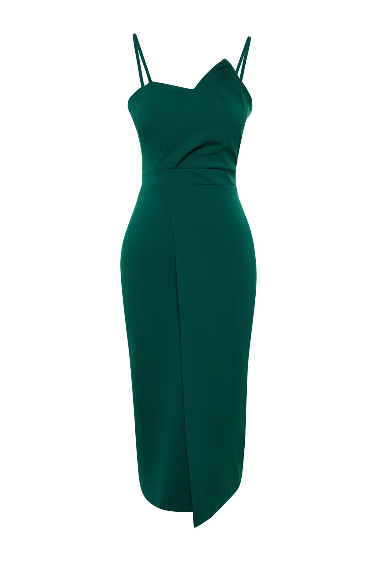 Trendyol Collection  Smaragdgrünes zweireihiges gewebtes Abendkleid TPRSS19FZ0136