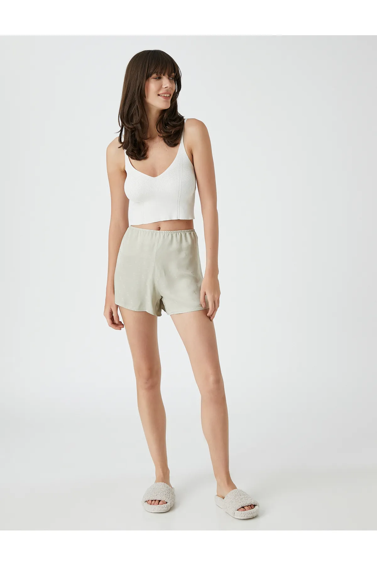Koton  Pyjamahose, Shorts, strukturierter Jacquard, elastischer Bund