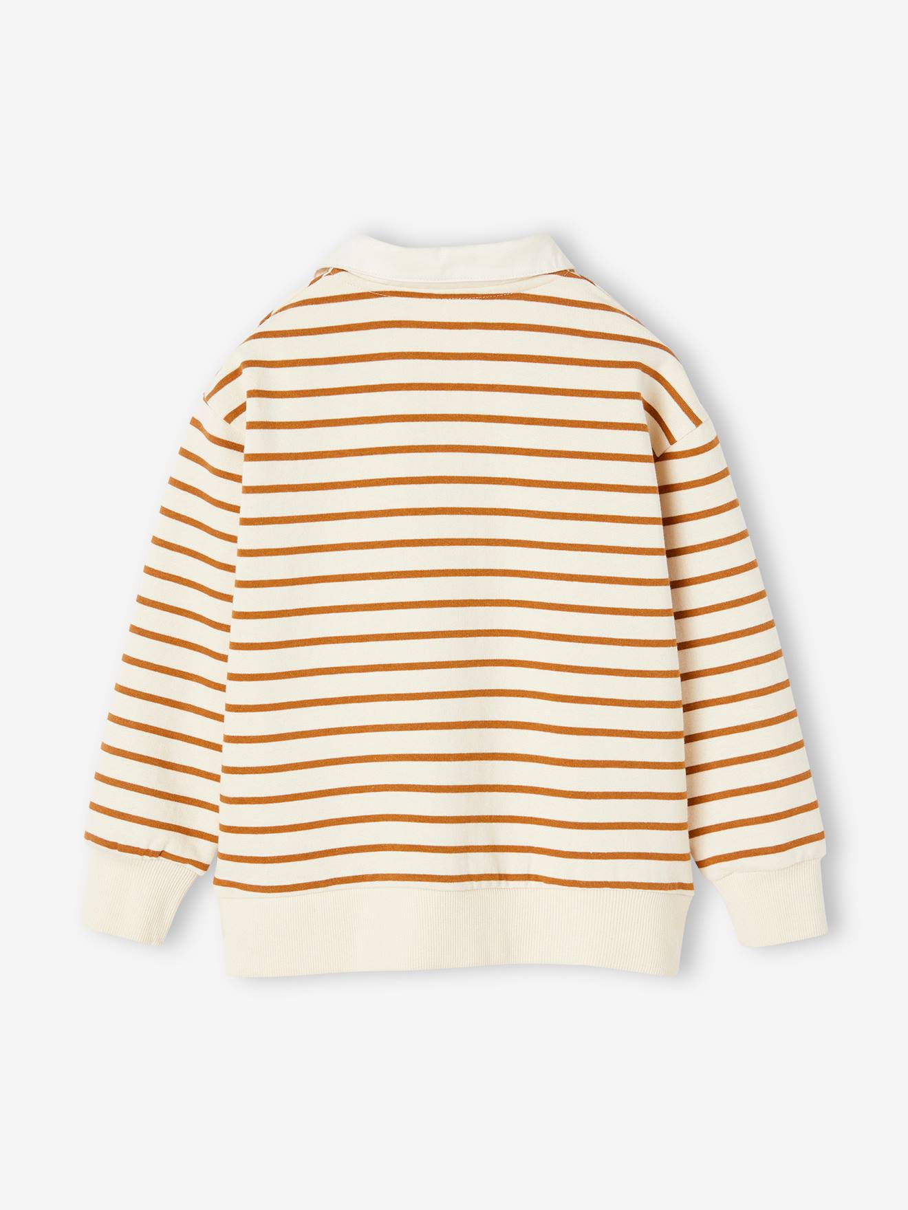 Vertbaudet Jungen Sweatshirt mit Recycling-Polyester - braun gestreift