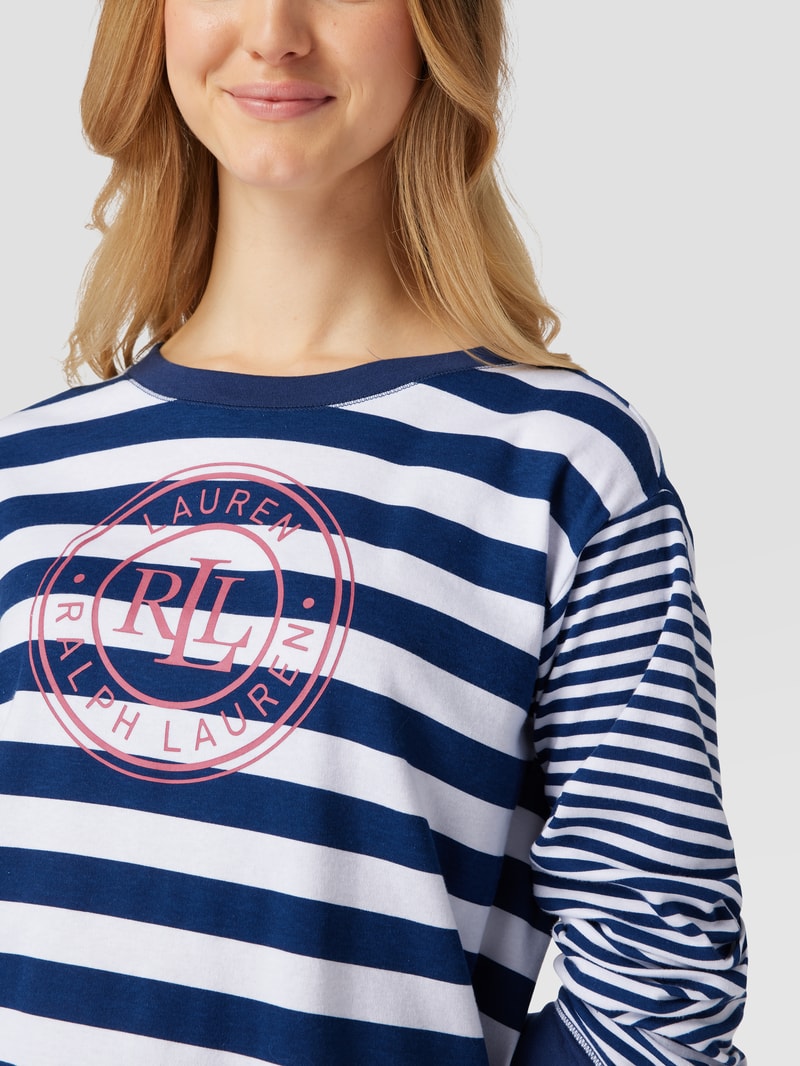 Pyjama mit Label-Print in marineblau