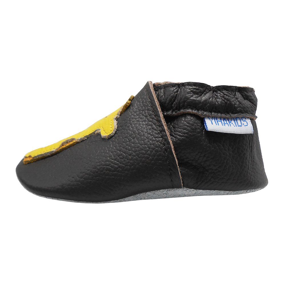 Yalion Weiche Leder Lauflernschuhe Hausschuhe Lederpuschen Giraffe Schwarz Krabbelschuh