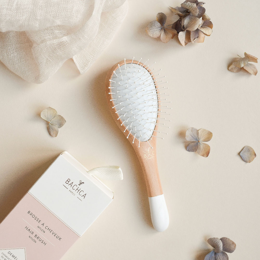 Bachca Brosse en bois démêlante petit format Brosse à cheveux