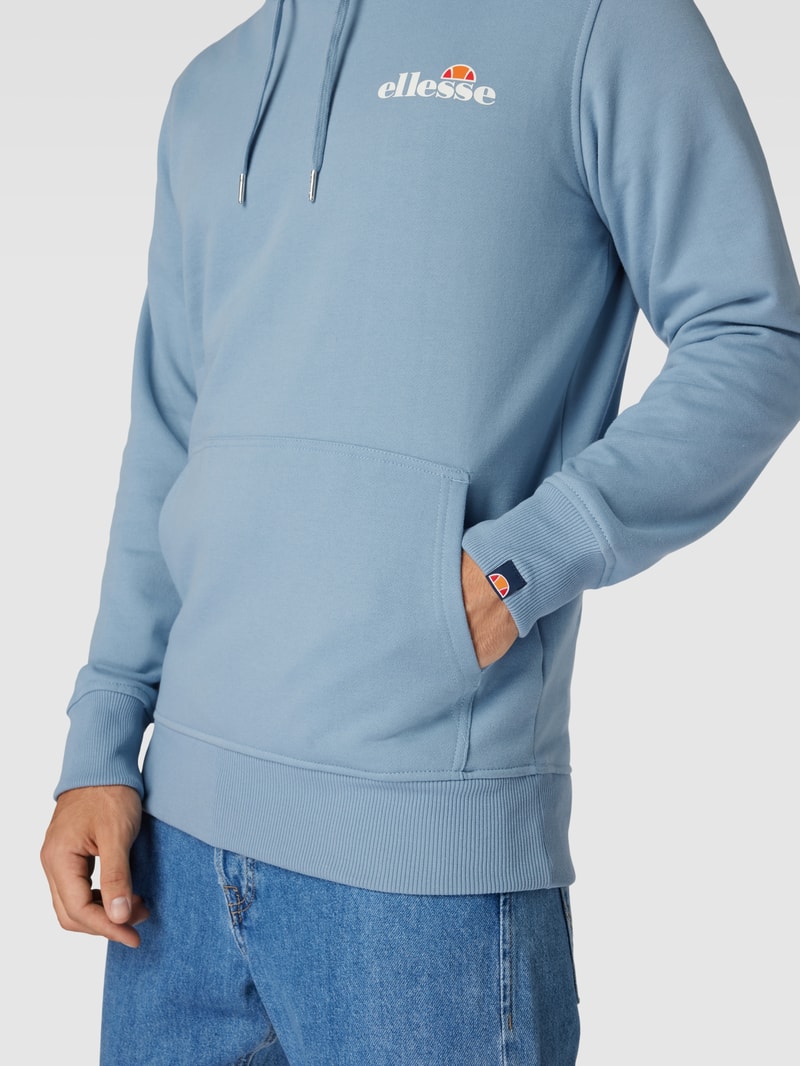 Hoodie mit Label-Print Modell 'Olevano' in hellblau